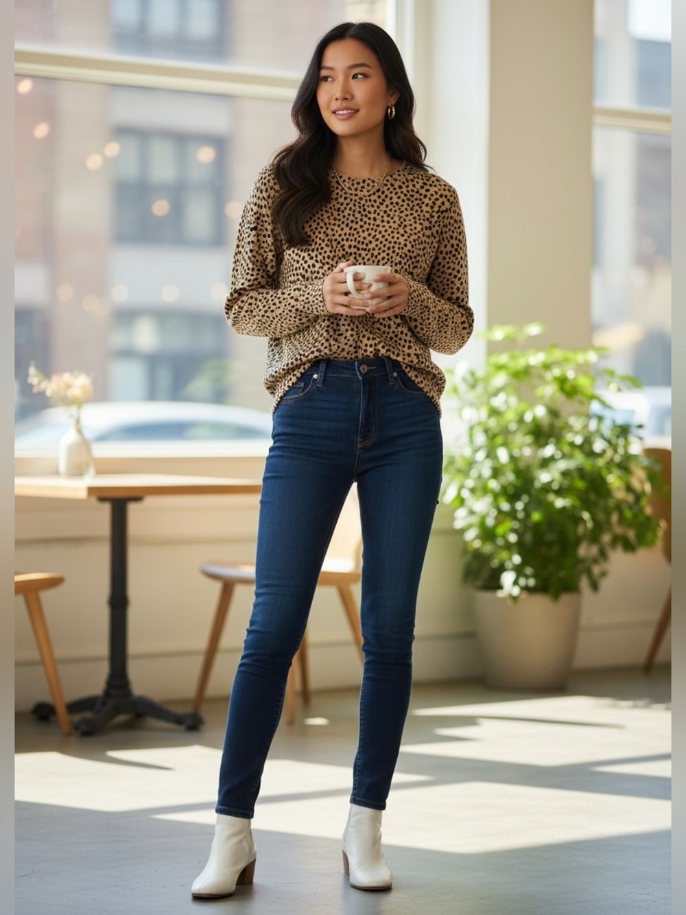 J. Crew Teddie Leopard Print Sweater L